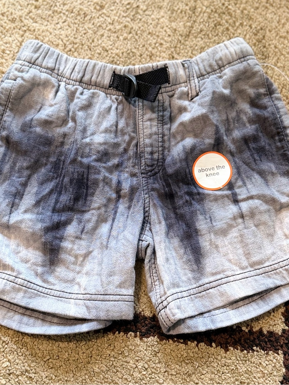 Kids Grey Tie-Dye Shorts with Elastic Waist